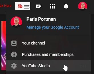 Click on YouTube Studio in your Profile Picture