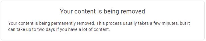 your content is being removed message